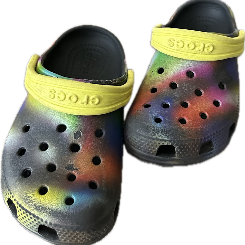 Toddler rainbow crocs